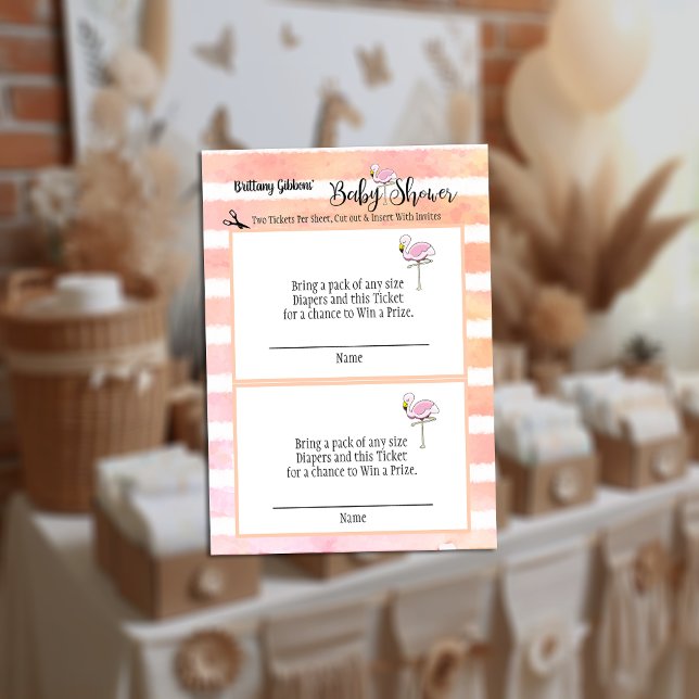 Tarjeta De Recepción Flamingo Baby Shower Diaper Raffle (Subido por el creador)