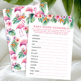 Tarjeta De Recepción Flamingo Baby Shower Word Scramble Game