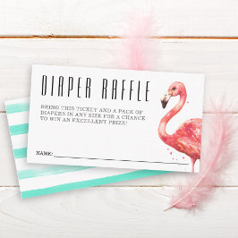 Tarjeta De Recepción Flamingo Diaper Raffle Baby Shower