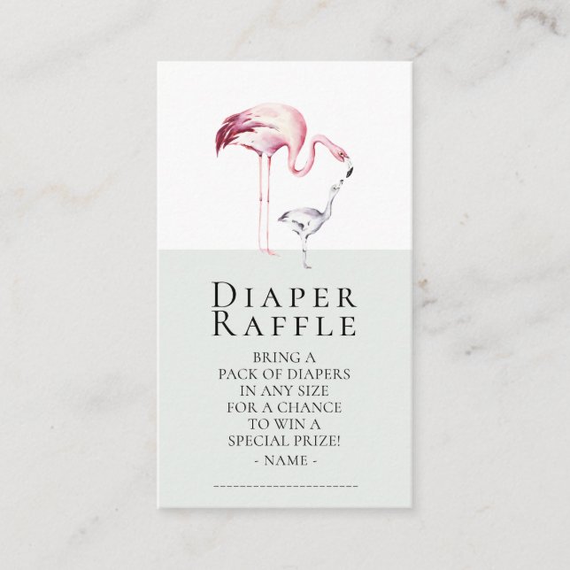 Tarjeta De Recepción Flamingo Neutral Baby Shower Diaper Raffle (Anverso)