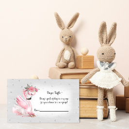 Tarjeta De Recepción Flamingo Plata Ballet Baby Shower Diaper Raffle