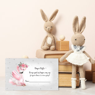 Tarjeta De Recepción Flamingo Plata Ballet Baby Shower Diaper Raffle