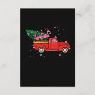 Tarjeta De Recepción Flamingo Riding Red Truck Xmas Santa Hat Navidades