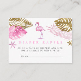 Tarjeta De Recepción Flamingo rosa y dorado Baby Shower Diaper Raffle