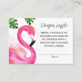 Tarjeta De Recepción Flamingo Tropical Leaves Diaper Raffle Baby Shower