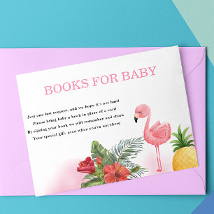 Tarjeta De Recepción Flamingo Tropical Pink Books para el bebé