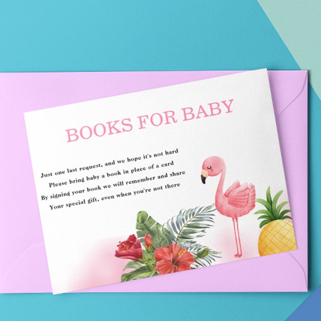 Tarjeta De Recepción Flamingo Tropical Pink Books para el bebé (Subido por el creador)