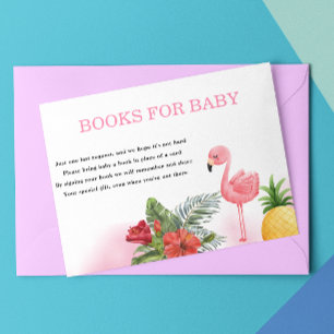 Tarjeta De Recepción Flamingo Tropical Pink Books para el bebé