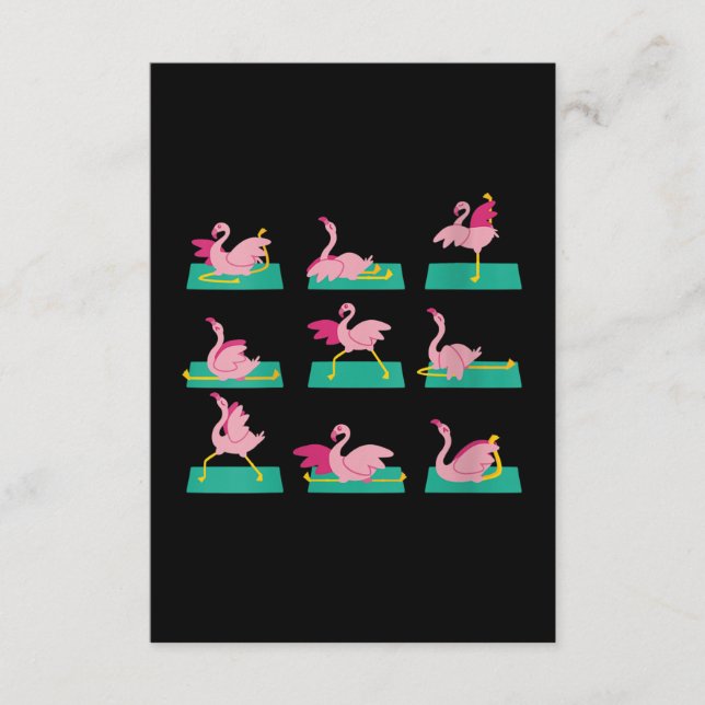 Tarjeta De Recepción Flamingo Yoga Poses Ejercicio de Meditación (Anverso)