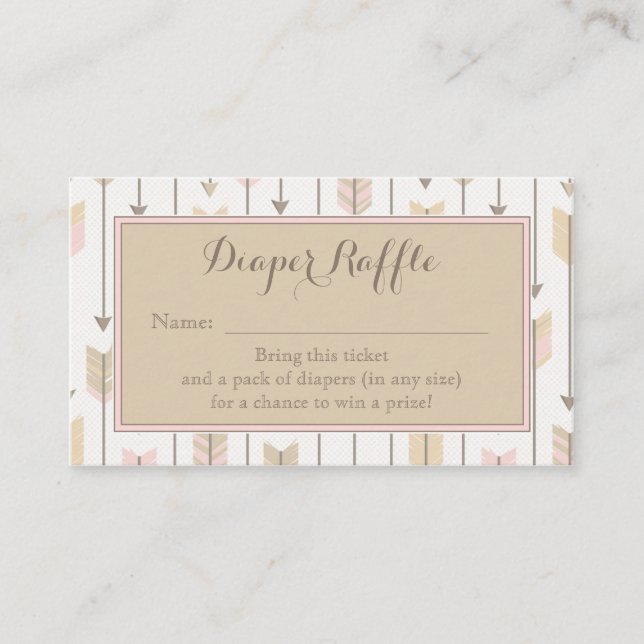 Tarjeta De Recepción Flecha tribal Baby Shower Diaper Raffle Ticket Tan (Anverso)