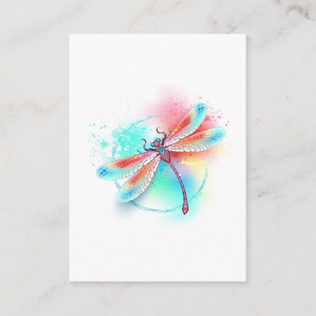 Tarjeta De Recepción Fléon roja sobre fondo acuarela (Anverso)