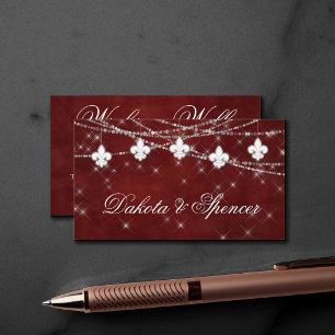 Tarjeta De Recepción Fleur de Lis Luz Roja Oscura   Poema de Wood