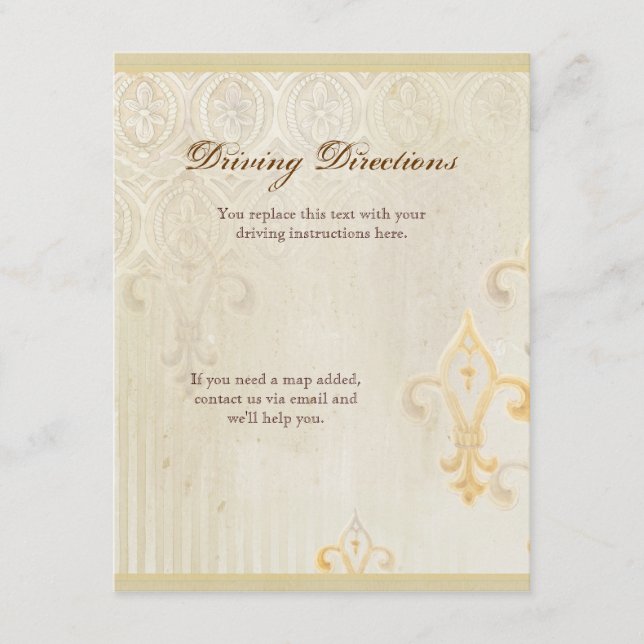 Tarjeta De Recepción Fleur di Lys Damask 2 - Mapas del Hotel Accommodat (Anverso)