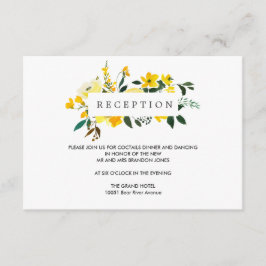 Tarjeta De Recepción Flor Amarilla Vibrante ENCLUSTRACIÓN de Boda de Re