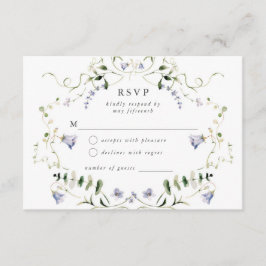 Tarjeta De Recepción Flor azul acuarela Elegante Boda RSVP