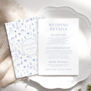 Tarjeta De Recepción Flor azul claro florecimiento de flores bodas tarj