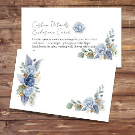 Tarjeta De Recepción Flor azul turbia y verde en blanco