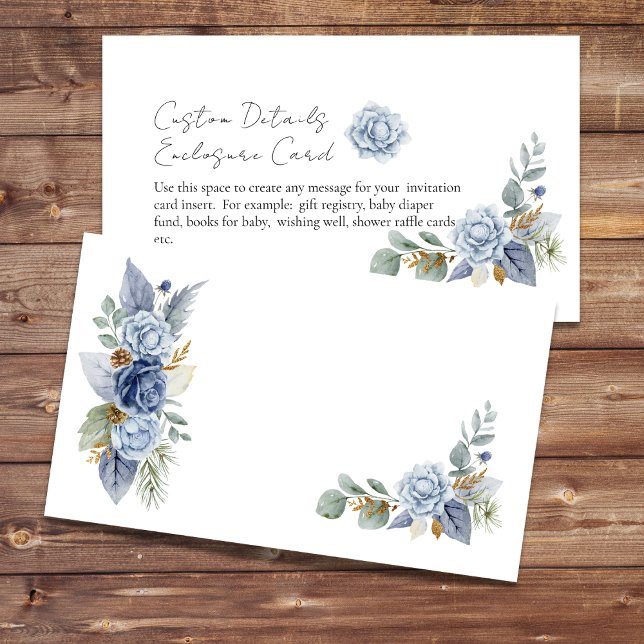 Tarjeta De Recepción Flor azul turbia y verde en blanco (Subido por el creador)
