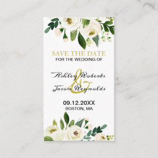Tarjeta De Recepción Flor blanca acuarela Guardar la fecha