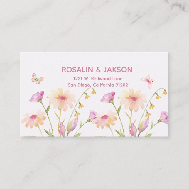 Tarjeta De Recepción flor de acuarela editable (Anverso)