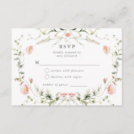 Tarjeta De Recepción Flor de agua rosada Elegante Boda RSVP