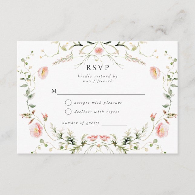 Tarjeta De Recepción Flor de agua rosada Elegante Boda RSVP (Anverso)