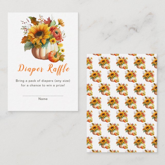 Tarjeta De Recepción Flor de calabaza Bouquet Baby Shower Diaper Raffle (Anverso / Reverso)