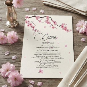 Tarjeta De Recepción Flor de Cerezo Acuarela Rosa Sakura