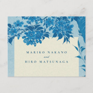 Tarjeta De Recepción Flor de cerezo azul japonesa antigua