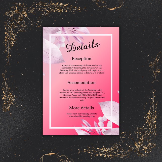 Tarjeta De Recepción flor de cerezo rosa elegante (Subido por el creador)