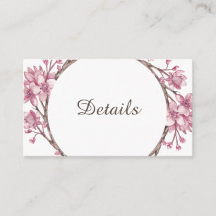 Tarjeta De Recepción Flor de cerezo rosa primavera. detalles del boda
