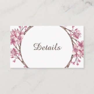 Tarjeta De Recepción Flor de cerezo rosa primavera. detalles del boda