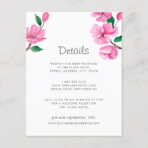 Tarjeta De Recepción Flor de cerezo rosado de primavera. Detalles del B