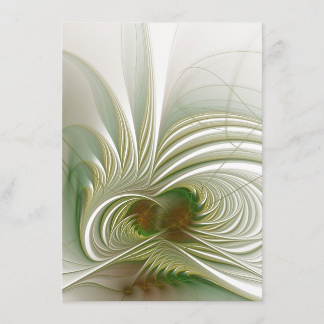 Tarjeta De Recepción Flor de fantasía fractal suave y delicada (Anverso)