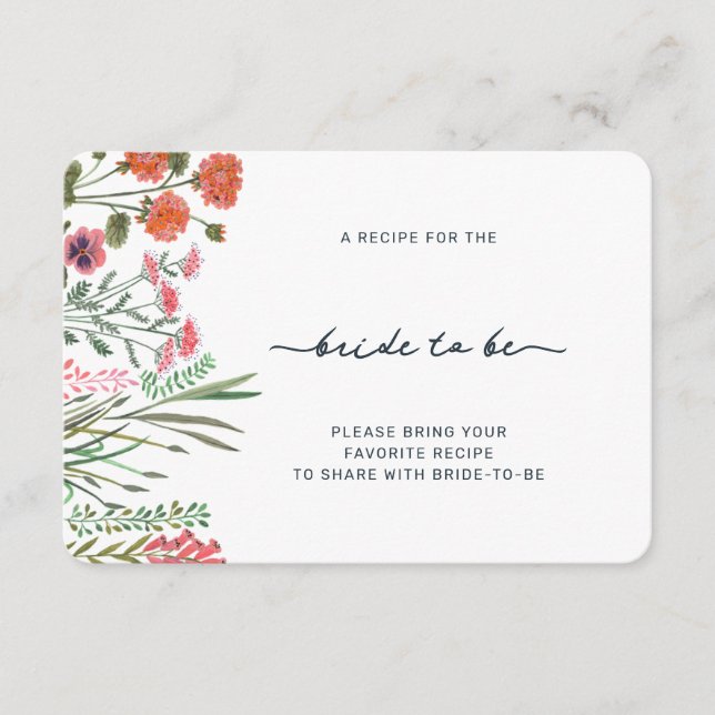Tarjeta De Recepción Flor de flores silvestres ducha de novia comparte  (Anverso)