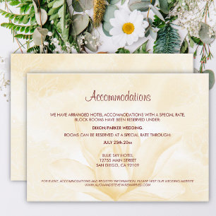 Tarjeta De Recepción Flor de Magnolia Etérea, Alojamiento de Boda