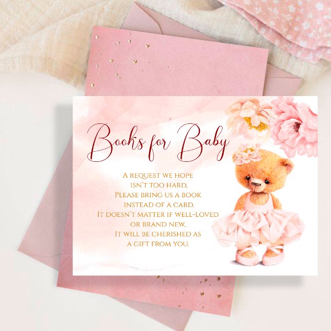 Tarjeta De Recepción Flor de oso de peluche princesa acuarela rosa (Subido por el creador)