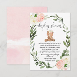 Tarjeta De Recepción Flor de oso de peluche verde ducha con flores rosa