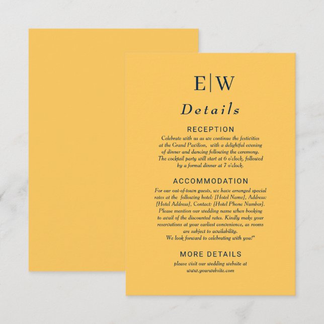 Tarjeta De Recepción Flor de rayo simple elegante con Boda monograma (Anverso / Reverso)