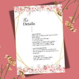 Tarjeta De Recepción Flor de Rosa Desvanecida Geométrica Dorada