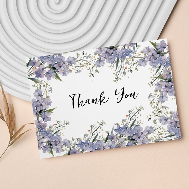 Tarjeta De Recepción Flor de verano de menta azul Lavender Gracias (Lavender blue mint summer flower Thank You )