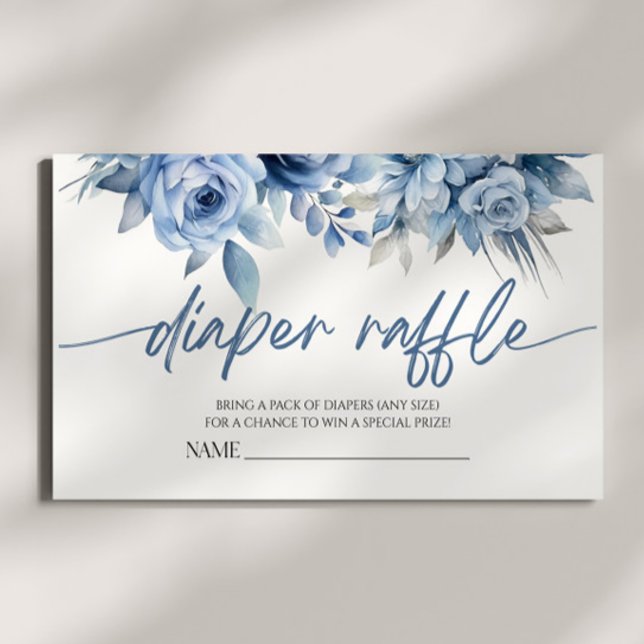 Tarjeta De Recepción Flor floral azul turbia Baby Shower Diaper Raffle (Subido por el creador)