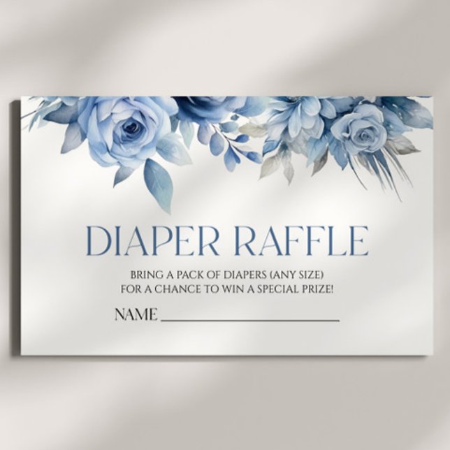 Tarjeta De Recepción Flor floral azul turbia Baby Shower Diaper Raffle (Subido por el creador)