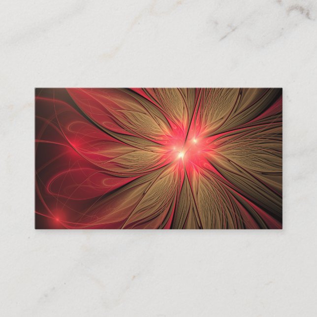 Tarjeta De Recepción Flor fractal de fanatismo rojo (Anverso)
