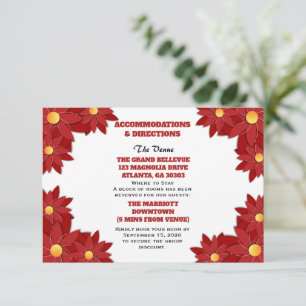 Tarjeta De Recepción Flor Geométrico Rojo y Dorado 