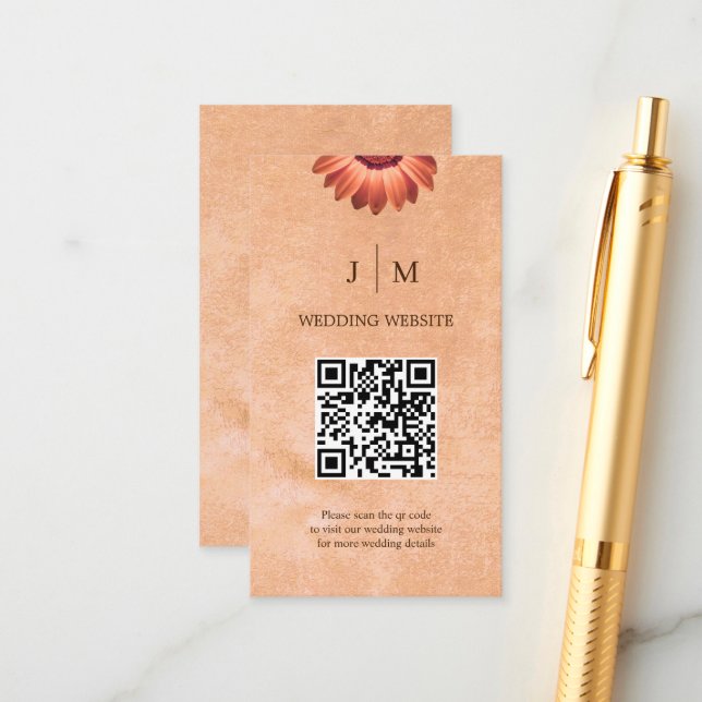 Tarjeta De Recepción Flor Gerbera en el Boda de melocotón abstracto (Anverso/Reverso In Situ)