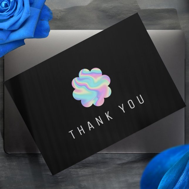 Tarjeta De Recepción Flor Holográfica Simple Elegante Gracias (Subido por el creador)