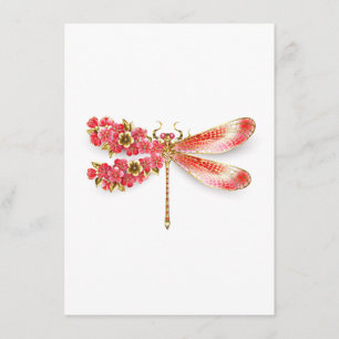 Tarjeta De Recepción Flor libélula con sakura de joyas