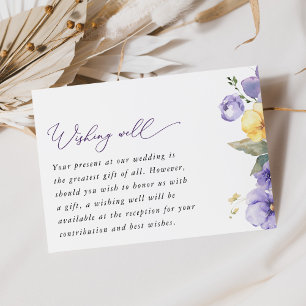 Tarjeta De Recepción Flor morada, flor amarilla, Boda deseando bien