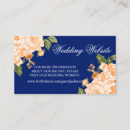 Tarjeta De Recepción Flor naranja y Boda azul